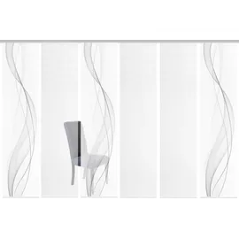 VISION S 6er-Set Schiebegardine Heights halbtransparent Bambusoptik 260x60, grau,