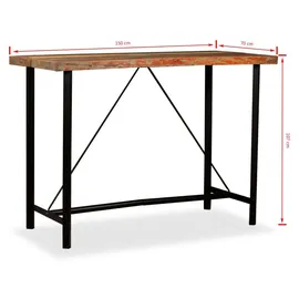 vidaXL Bartisch 150 x 70 x 107 cm Braun