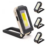 BlingBin LED Arbeitsleuchte Swivel LED-COB Werkstattlampe USB Wiederaufladbare Inspektionsleuchten, 180°Ausklappbaren Hakens, LED fest integriert, LED-Scheinwerferblende – COB-Blendlicht – COB-Rotlicht – COB-Rotlichtblitz, Arbeitsleuchte für Camping, Angeln, Werkstatt, Notfall, Autoreparatur beige|schwarz 12.5 cm x 5.5 cm