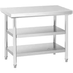 Edelstahl-Arbeitstisch - ECO - 100 x 60 cm - 500 kg - Zwischenboden - Royal Catering RCWT-100X60-3L-E