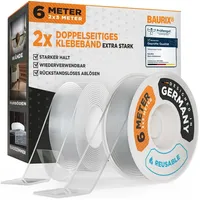 BAURIX Doppelseitiges-Klebeband Nano-Tape, extra stark, transparent, PP, 30mm x