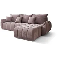 Luxusbetten24 Schlafsofa Designer Sofa Lenoa L in Samt, mit Stauraum und Schlaffunktion rosa