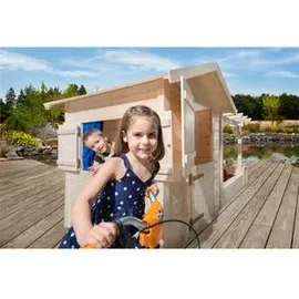 Weka Spielhaus natur mit Pergola und Sandkasten 818.1212.10430