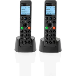 Motorola DOT202 2x DECT-Telefone, Freisprechen, Anrufsperre, 100 Kontakte – Schwarz