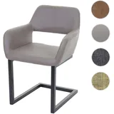 Einzelst�ck | Esszimmerstuhl HWC-A50 II, Freischwinger Stuhl Küchenstuhl, Retro 50er Jahre Design ~ Kunstleder, taupe-grau