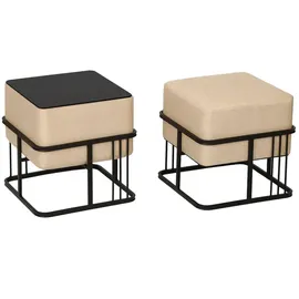 [en.casa] Hocker Tas 38 x 38 x 38 cm Beige