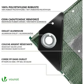 VOUNOT Abdeckplane 1,5 x 6 m Silber-Grün