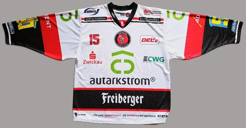 Metzen Trikot Eispiraten Crimmitschau, Gr. 54   >  | weiß - #15 - OLE