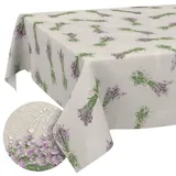 ANRO Tischdecke aus Stoff Textil abwaschbar Tischwäsche Tischtuch Baumwolle Polyester Lavendel Beige Rund 140cm In-/Outdoor Tischdecke