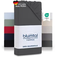 Blumtal® Baumwolle Spannbettlaken für Topper 120x200 cm Basics Jersey im 2er Set - Bettlaken 120x200 cm - Oeko-TEX zertifiziertes Spannbetttuch 120x200 cm - Topper Spannbettlaken - Anthrazit