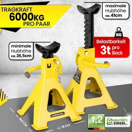 Dunlop Unterstellbock Stahl 285-425 mm gelb höhenverstellbar 3000 kg max. Belastbarkeit