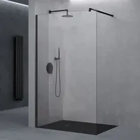 doporro Luxus Duschwand für Dusche Duschabtrennung 150x200cm Schwarz Walk-In Dusche 10mm ESG-Sicherheitsglas Klarglas inkl. Nanobeschichtung Bremen02K