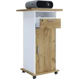 VCM Holz Standschreibtisch ideal für Beamer oder Projektor mit Rollen und Tür Maße: H. 108 x B. 60 x T. 50 cm Pultfläche neigbar Schublade abschließbar | Neta