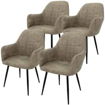 ECD Germany Esszimmerstuhl Microleder olive-grau 4er Set