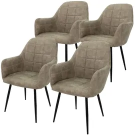 ECD Germany Esszimmerstuhl Microleder olive-grau 4er Set