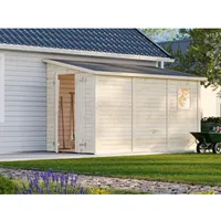 Palmako Gerätehaus Mia 332 x 165 cm Lackiert Hellgrau
