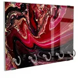 DEQORI Schlüsselbrett 'Marmor-Lavafluss', (1 St), Schlüsselhalter Schlüssel Haken Schlüsselboard modern Schlüsselleiste rot