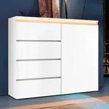 INOSIGN Highboard »Magic, Highboard, Hochschrank, Hochkommode«, mit 1 Tür und 4 Schubkästen, Hochglanz lackiert, Breite 120, weiß