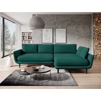 DOMO-HOME Ecksofa mit Schlaffunktion SOLANO – Elegantes Skandinavisches Ecksofa 260x167cm| Bettkasten und Holzbeinen für Komfort und Stil | Hoch... - Grün