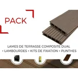 Terrassendielen Wpc Komplettset 4m2 - Rotbraun 240x14x2,5cm - Inkl. Zubehör