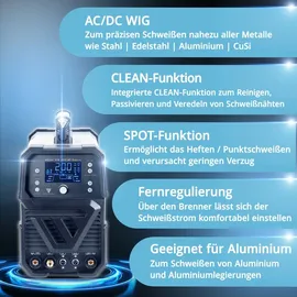 STAHLWERK Schweißgerät AC/DC WIG 200 ST Digital Kombischweißgerät 200 A