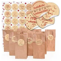 Logbuch-Verlag Aufkleber 24 braune Blockbodenbeutel Pralinentüten Gebäck-Papier-Tüten mit