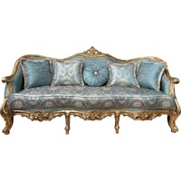 Casa Padrino Sofa Casa Padrino Luxus Barock Sofa Türkis Muster / Gold - Prunkvolles Wohnzimmer Sofa mit Muster - Wohnzimmer Möbel im Barockstil - Barock Möbel - Barock Einrichtung - Edel & Prunkvoll