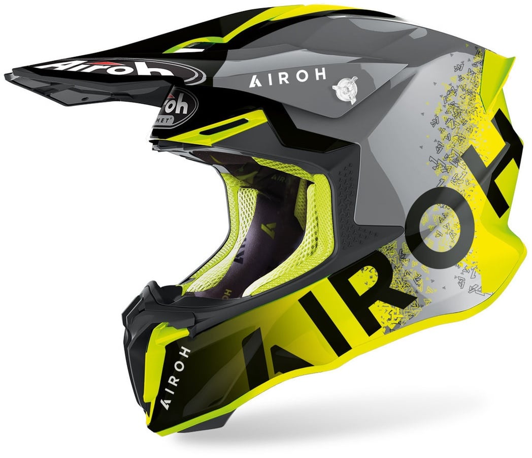 Airoh Twist 2.0 Bit Motorcross helm, grijs-geel, XS Voorman