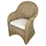 Kobolo Rattansessel Boston New aus Rattan - kubu Grey - mit Sitzkissen