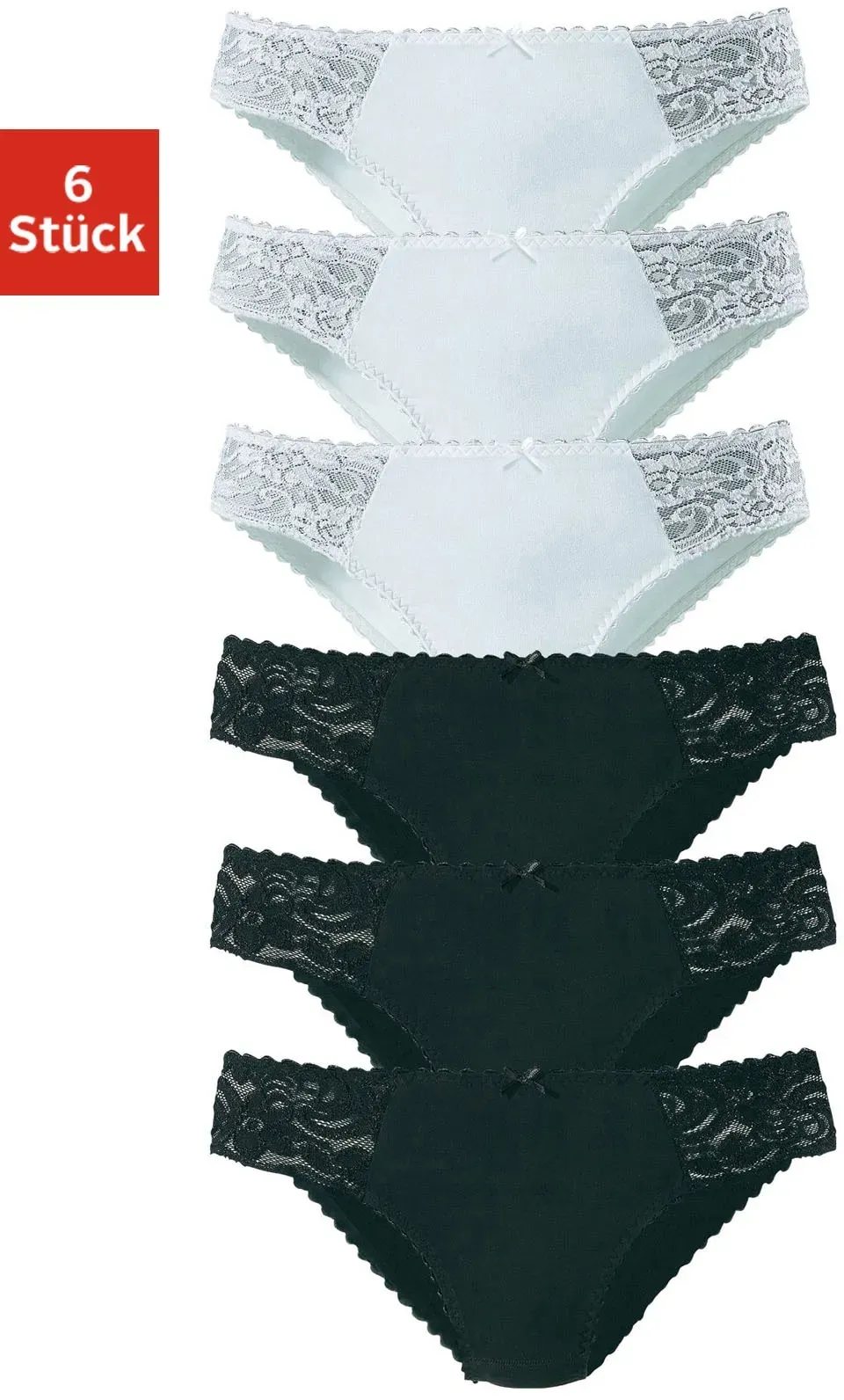 Jazz-Pants Slips PETITE FLEUR, Damen, Gr. 32/34, schwarz-weiß (schwarz, weiß), Jersey, Obermaterial: 93% Baumwolle, 7% Elasthan. Spitze: 95% Polyamid, 5% Elasthan, unifarben, körpernah, Unterhosen, aus elastischer Baumwoll-Qualität