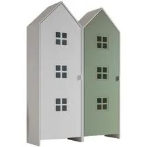 58 aufm Kessel Mehrzweckschrank-Set Regalschrank Set Kania 115x37x171 Regal Kombination MDF Weiß /Bunt, (inkl. Versand, Lieferung bis Verwendungsstelle), Set bestehend aus 2 Schränken mit 1 Tür, 3 Einlegeböden, Kleiderstange bunt