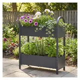 PROGARDEN Pflanzgefäss Metall 60 x 22,5 x 75 cm Anthrazit