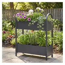 PROGARDEN Pflanzgefäss Metall 60 x 22,5 x 75 cm Anthrazit