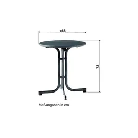 Sieger Boulevard-Klapptisch mit mecalit-Pro-Platte rund 70 cm graphit/schieferdekor anthrazit