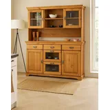 Buffet Kiefernholz gelaugt geölt Schrank Vitrine Sidebord mit Aufsatz