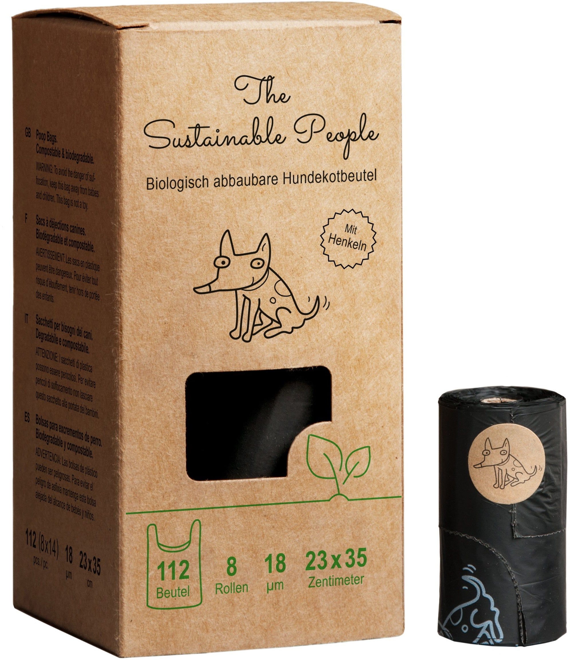 Bio Hundekotbeutel 112 Stück mit Henkel - The Sustainable People Beutel 1 St