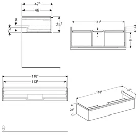 Geberit iCon 118,4x24,7x47,6cm, Eiche/Griff lava matt