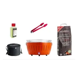 Lotusgrill XL Starter-Set XL Grill Mandarinenorange mit USB-Anschluß,