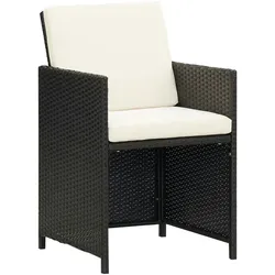 vidaXL Gartenstühle 2 Stk. mit Polstern und Kissen Poly Rattan Schwarz