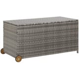 LAPOOH Gartenbox, Gartentruhe, Auflagenbox, Kissenbox, Gartenkiste, Aufbewahrungsbox, Gartenauflagenbox, Gartenmöbel, Hellgrau 120x65x61 cm Poly-Rattan