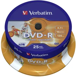 Verbatim DVD-R 4,7GB 16x bedruckbar 25er Spindel