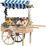 Promadino Marktwagen mit Baldachin Weiß/Blau (LxBxH) 173x82x184 cm