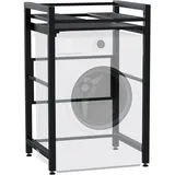 deluke Waschmaschinenregal KLAUS mit Ausziehboden 73x64x115cm, Metall, Schwarz Waschmaschinenuntergestell Waschmaschine Trockner Stapelgestell