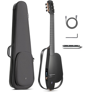 Enya NEXG 2N Elektro-Akustische Gitarren - Schwarz 38 Zoll klassische nylonsaiten Karbonfaser Reisegitarre für Erwachsene Anfänger mit Lautsprecher verdickter Gigbag Gurt Ladekabel und Halsstab