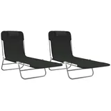 vidaXL Sonnenliegen Klappbar 2 Stk. Schwarz Textilene und Stahl