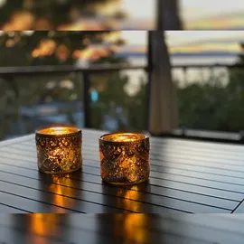 H&D Manufaktur Jinfa 2er Set Teelichthalter aus Glas Windlichter Kerzengläser Teelichtgläser Geschenk | Zylindrische Form| Elegantes Silber Ø 10cm x h 9cm