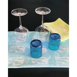 VW Collection - Volkswagen Geschirr-Abtrocken-Küchen-Handtuch-2er Set im T1 Bulli Bus (Bulli Parade/Grün)