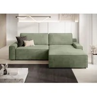 TRENDMANUFAKTUR Ecksofa »Challenge, Schlafsofa mit Bettkasten, Couch in L-Form, Breite 245 cm« Recamiere beidseitig montierbar, auch in trendigem Cordstoff, grün