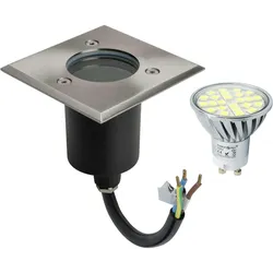 4w LED Bodenleuchte Bodenspot Bodenstrahler Edelstahl Quadrat mit 4W LED Leuchtmittel Warmweiß 2000KG belastbar IP67