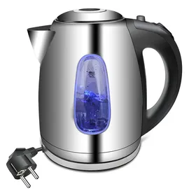 ExtraStar Wasserkocher aus Edelstahl, 2200W, mit blauem LED-Licht, bpa, automatischer Abschaltung und Trockenkochschutz 1.7L, (E-HHB-1732)